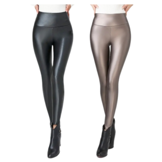 Leggings in Ecopelle - Alla Moda per Donna, Skinny a Vita Alta 