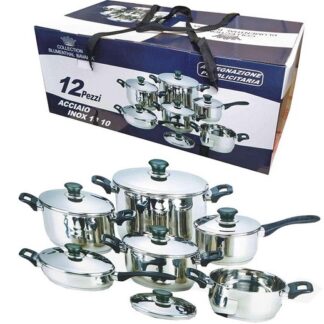 Set batteria 12 pezzi in acciaio inox - Perfetta per chi ama cucinare con stile