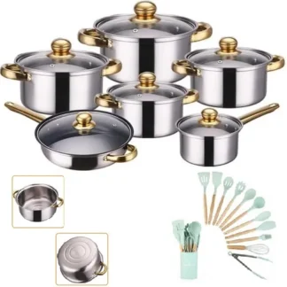 Set pentole inox 12 pz + Set cucina 18 pz