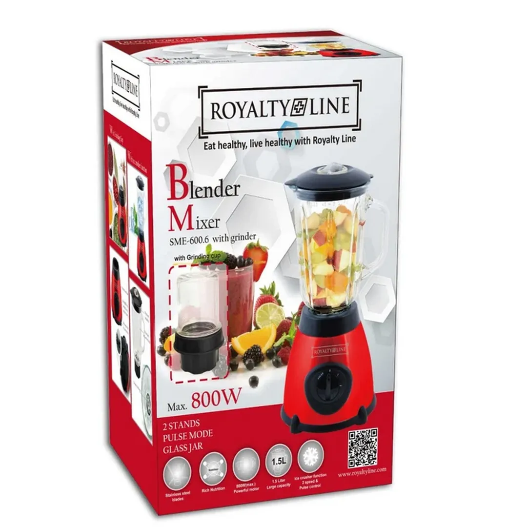 Blender Mixer – Frullatore in Vetro Royalty Line 3 in 1 – 800W 1,5L