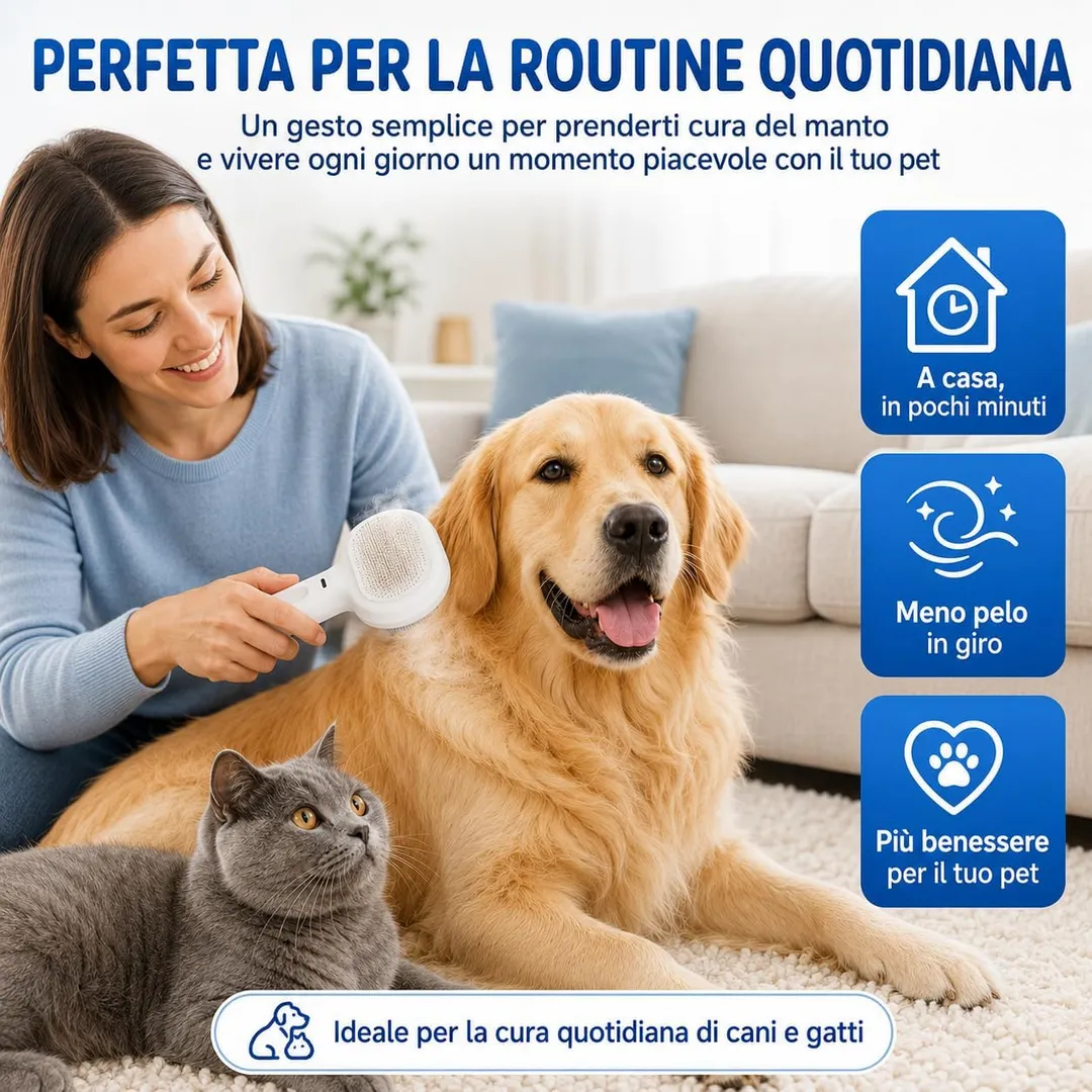 Spazzola Vapore per Animali – Toelettatura, Massaggio e Rimozione Peli
